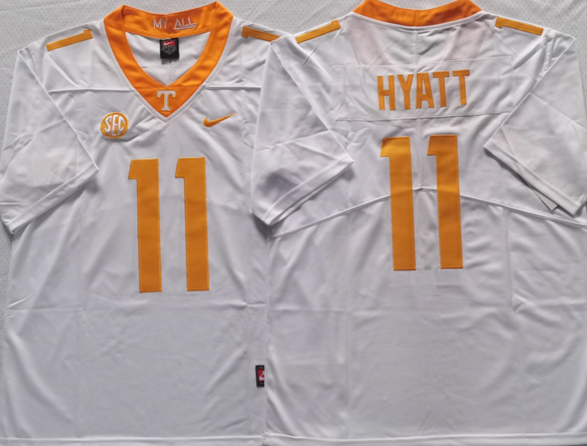 Men's Tennessee Volunteers Jalin Hyatt #11 White Jersey